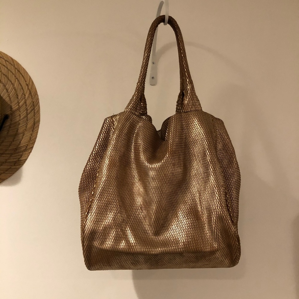 Gold scales distressed bag